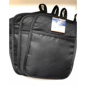 NEW HOME COLLECTION Set of 4 Black Pot Holders Kitchen Rectangular 7x9 Inches